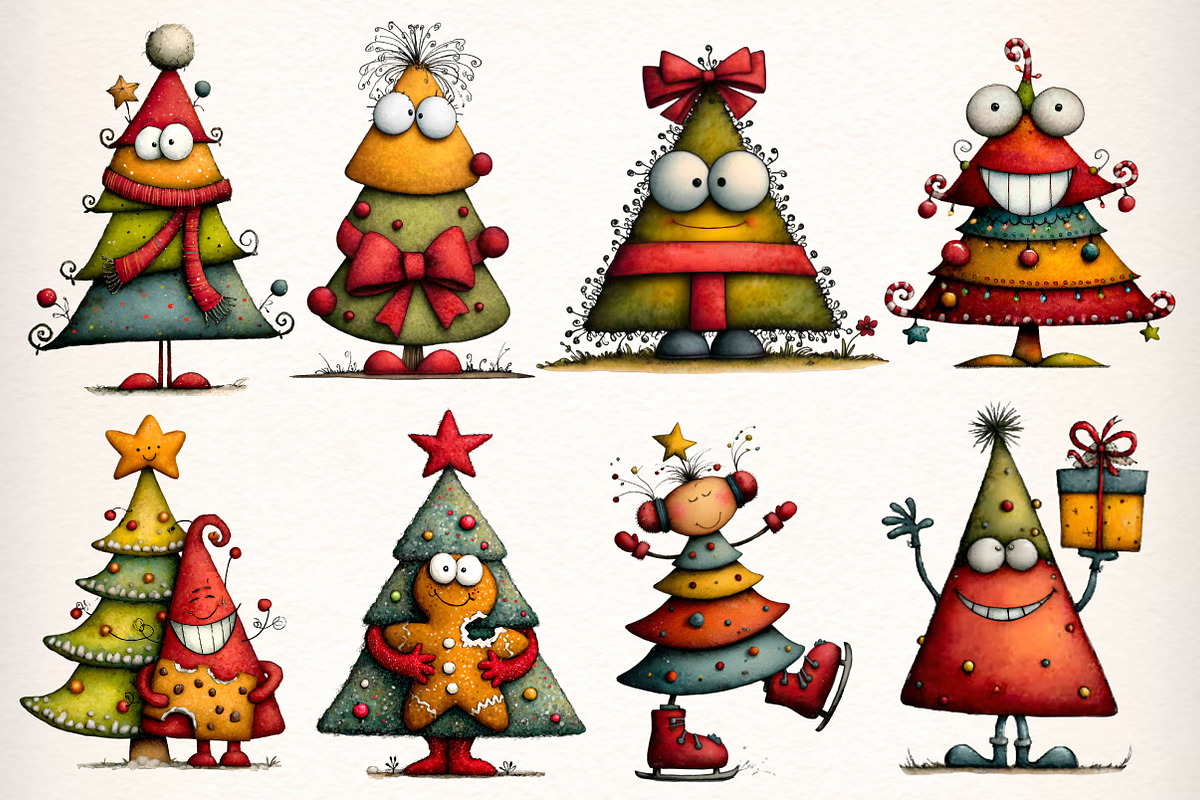 Whimsical Christmas Tree Clipart PNG, an Illustration by Dream Creation (Photo 2 of 7)