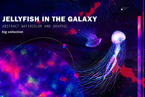 Jellyfish in the Galaxy Abstract set