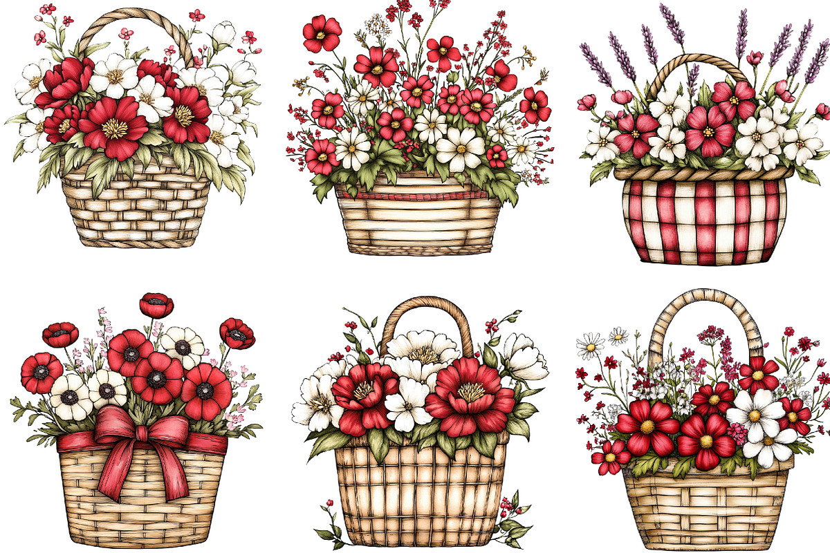 Whimsical Spring Flower Basket, an Illustration by Designking (Photo 4 of 5)