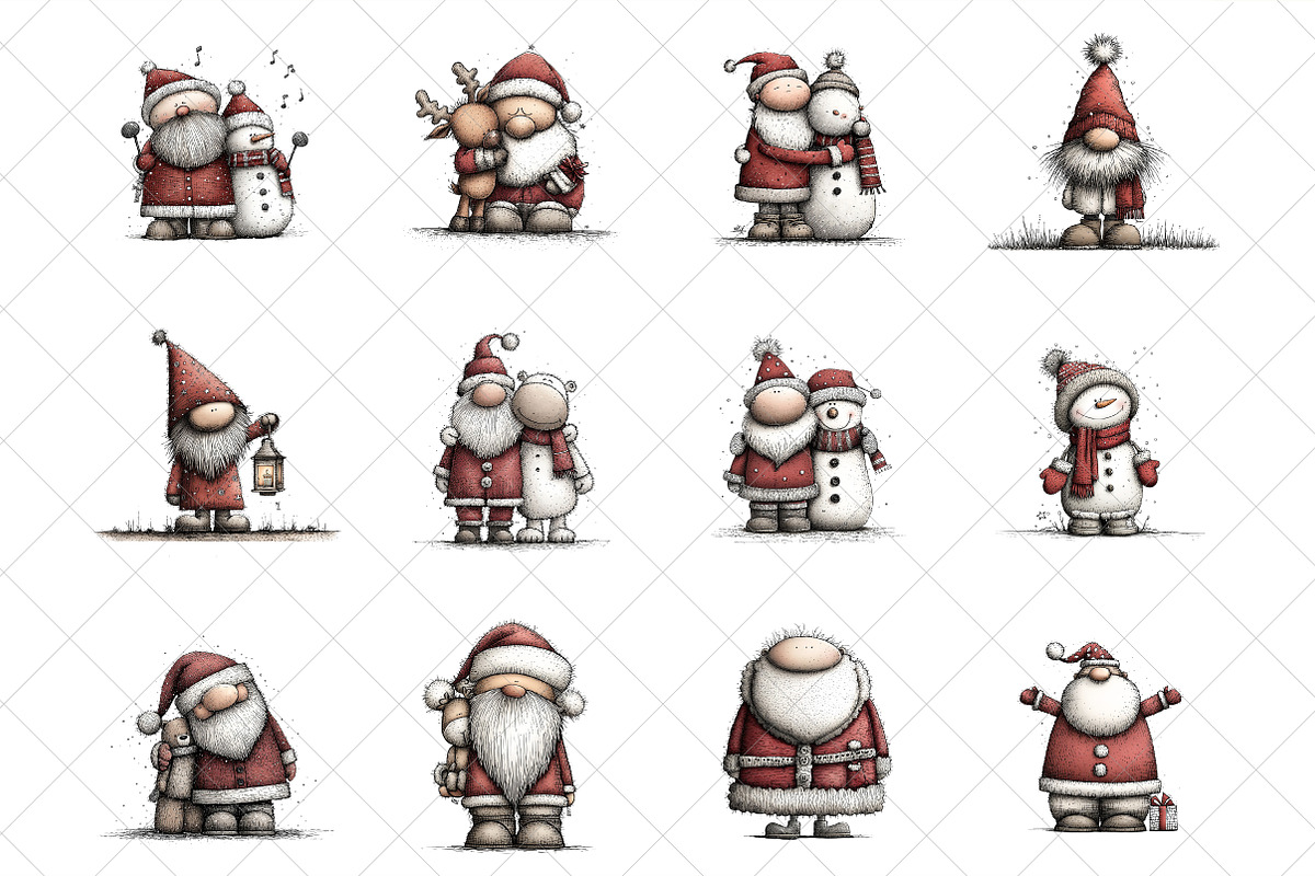 Cute Santa Claus Christmas Clipart, an Illustration by SinaCreation (Photo 2 of 7)