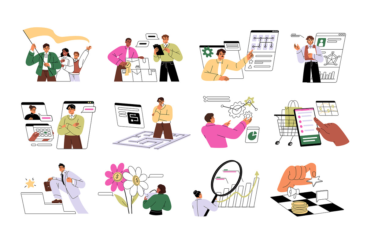 Business people working concept set, a Person Illustration by PaperTrident (Photo 1 of 13)
