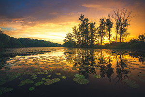 Sunset over the river, a Nature Photo by Mark Borbely