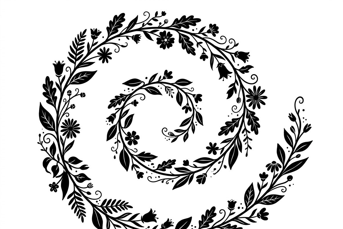 50 Elegant Floral Leaf Spiral Frame, a Decorative Illustration by Amazin_art (Photo 22 of 39)