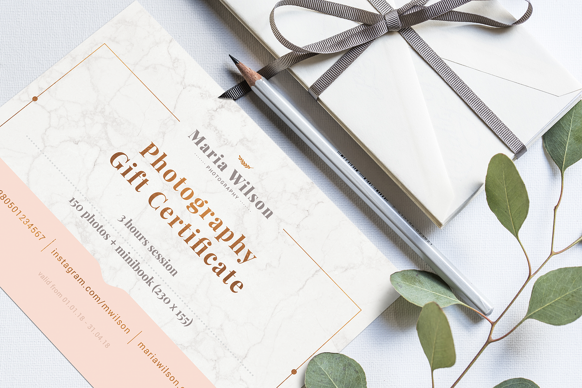 Gift certificate - Marble, Rose Gold, a Card Template by ArealPro (Photo 8 of 20)
