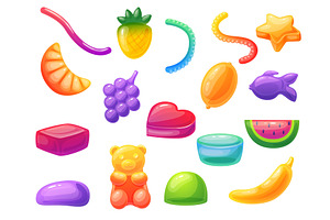 Cartoon jelly candies. Sweet gummies, a Food Illustration by LadadikArt