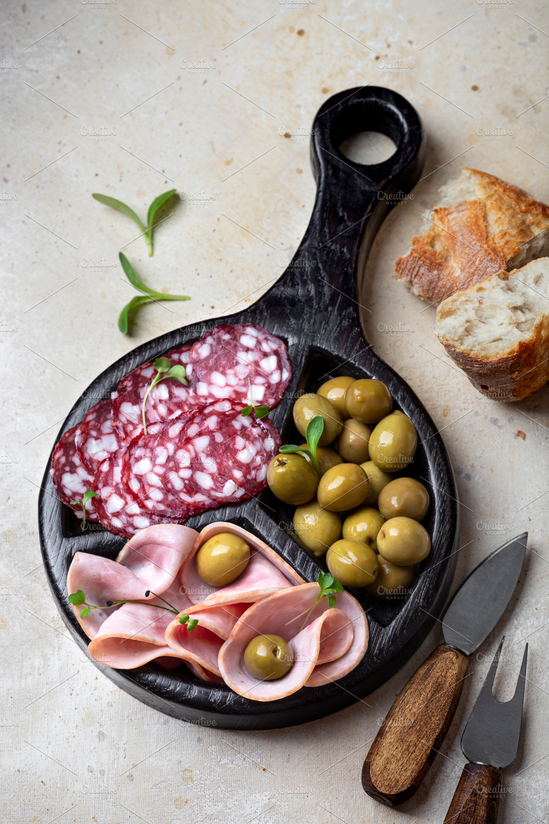 Sausage and green olive, a Food & Drink Photo by Marina_Pronina