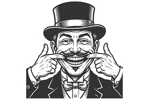 Grinning Gentleman Forcing Wide