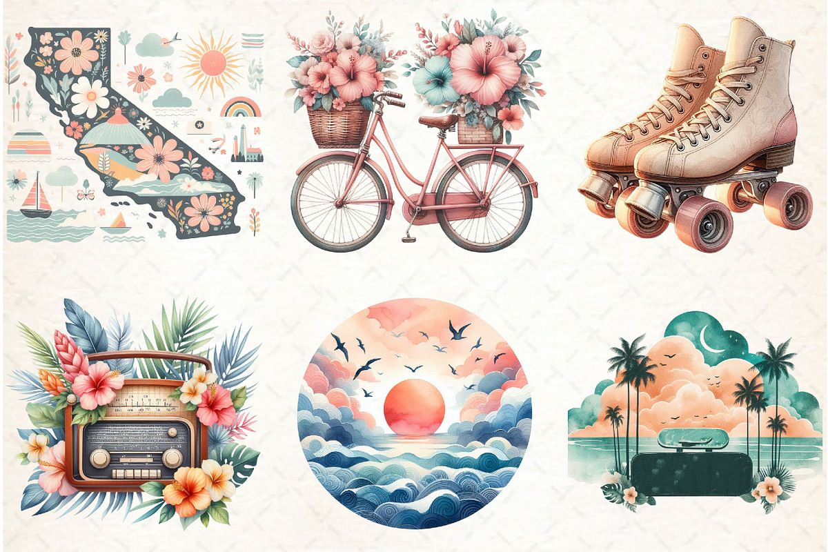 Watercolor Summer Clipart, an Illustration by Libby Wishes (Photo 2 of 5)