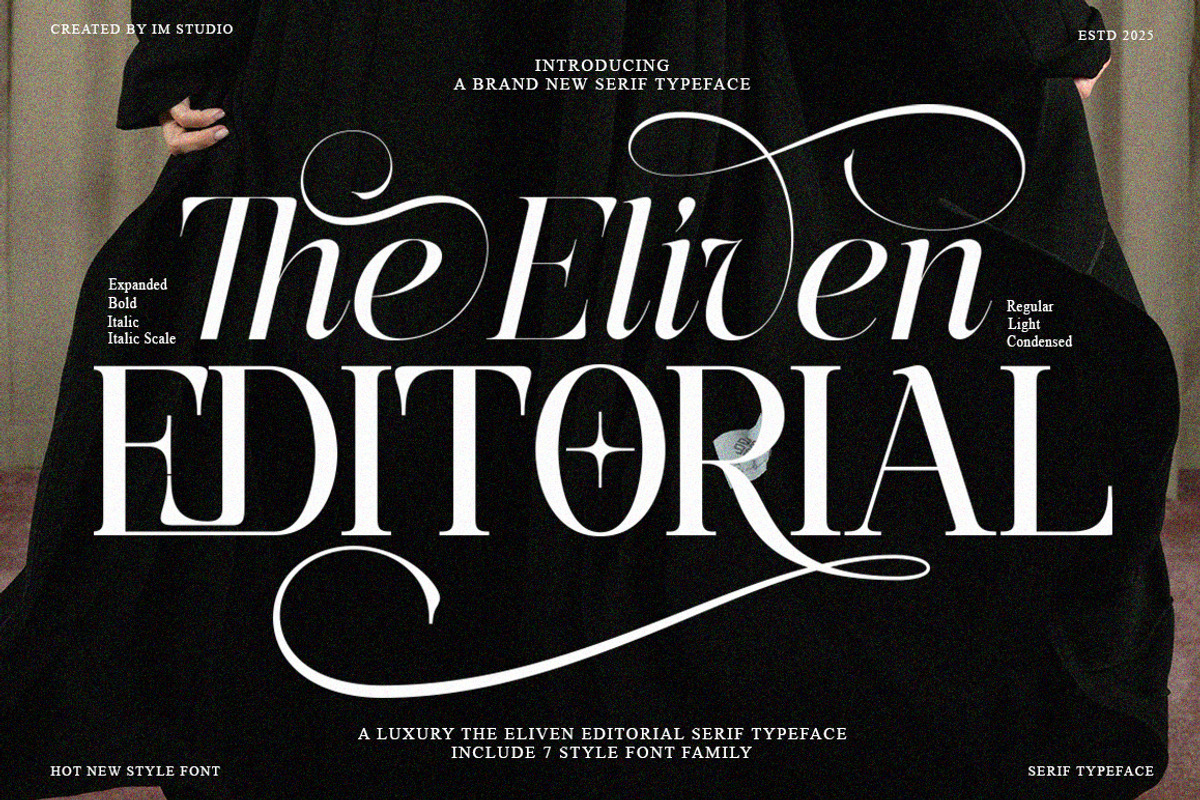The Eliven Editorial | 7 Font Style, a Serif Font by IM Studio (Photo 1 of 15)