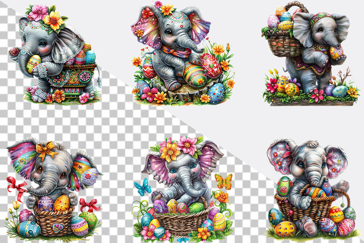 Easter Elephant Clipart Bundle., an Illustration by SVGArt (Photo 8 of 8)