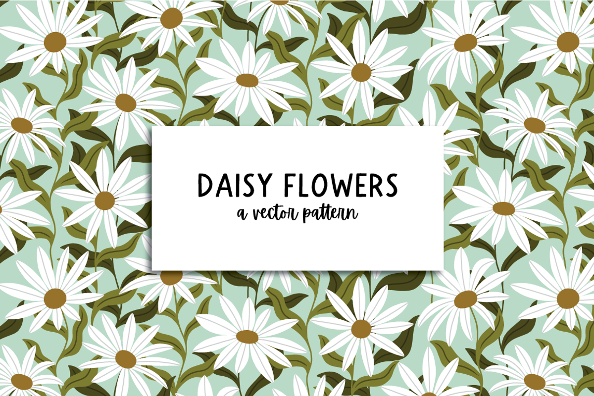 Daisy Flowers Repeat Vector Pattern, a Pattern Graphic by K McCormack Designs (Photo 1 of 4)