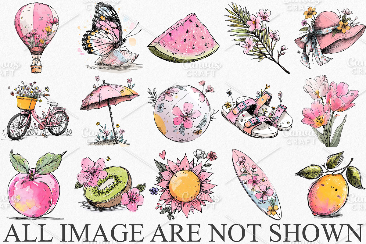 Whimsical Summer Spring Clipart PNG, an Illustration by Canvas Craft (Photo 3 of 7)