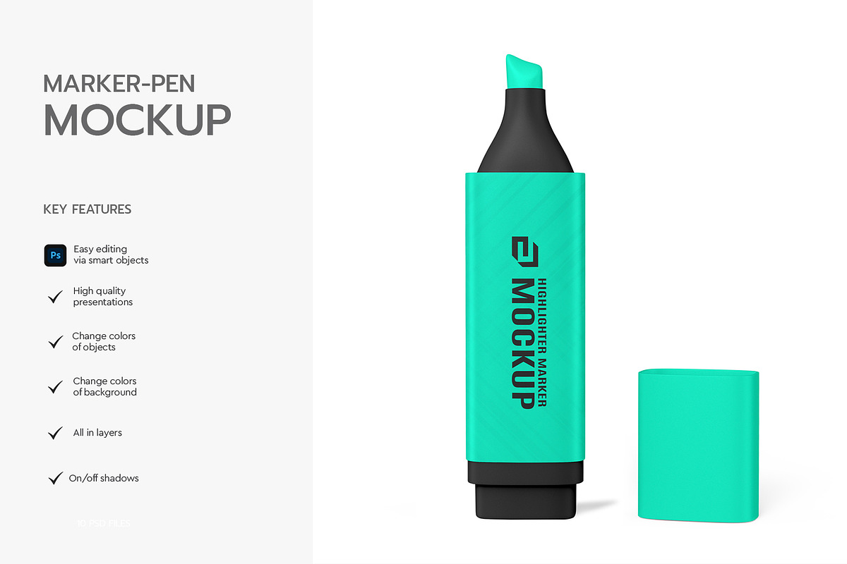 Highlighter Marker Pen Mockup, a Pens & Pencil Mockup by graphypix (Photo 3 of 5)