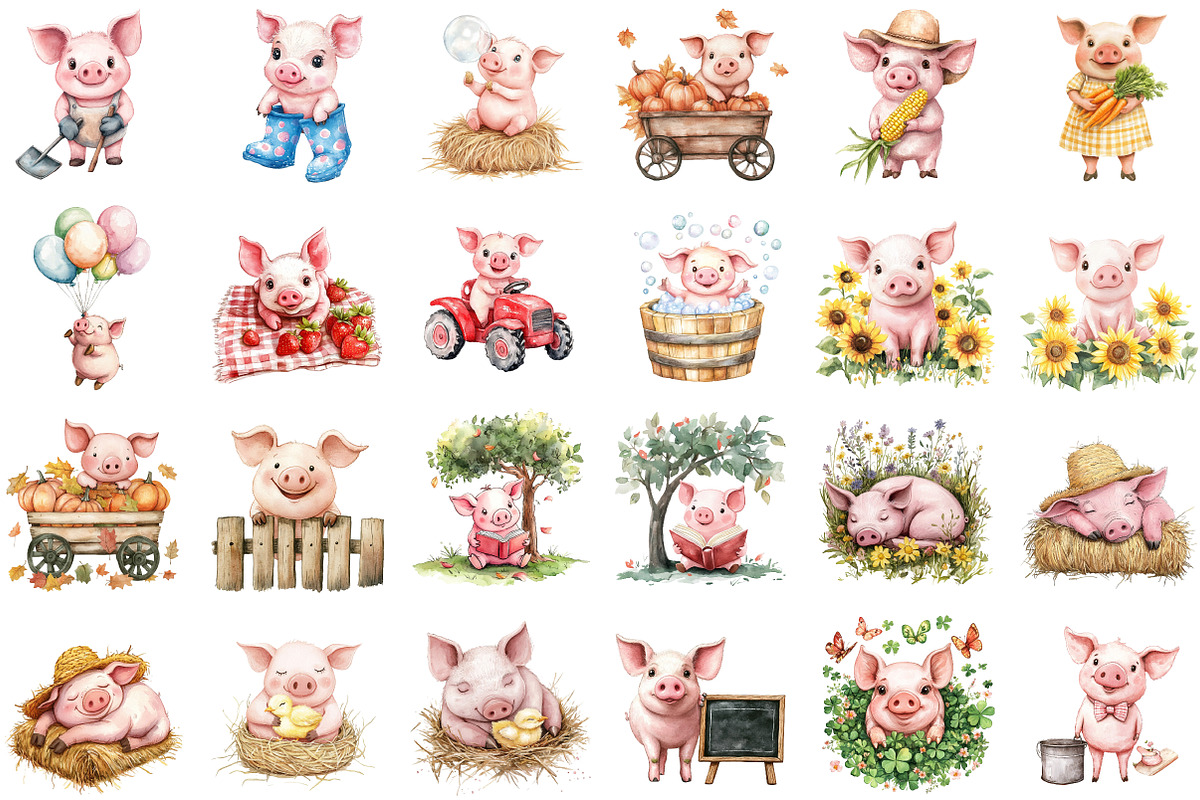 Pig Farm Clipart, an Illustration by Sublimation Artist (Photo 2 of 6)