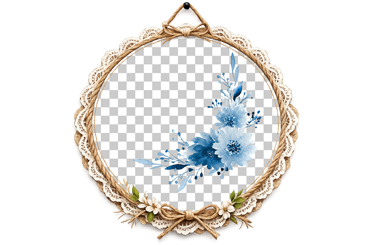 Watercolor Dusty Blue Floral Clipart, an Illustration by DreamArtGraphic (Photo 5 of 8)