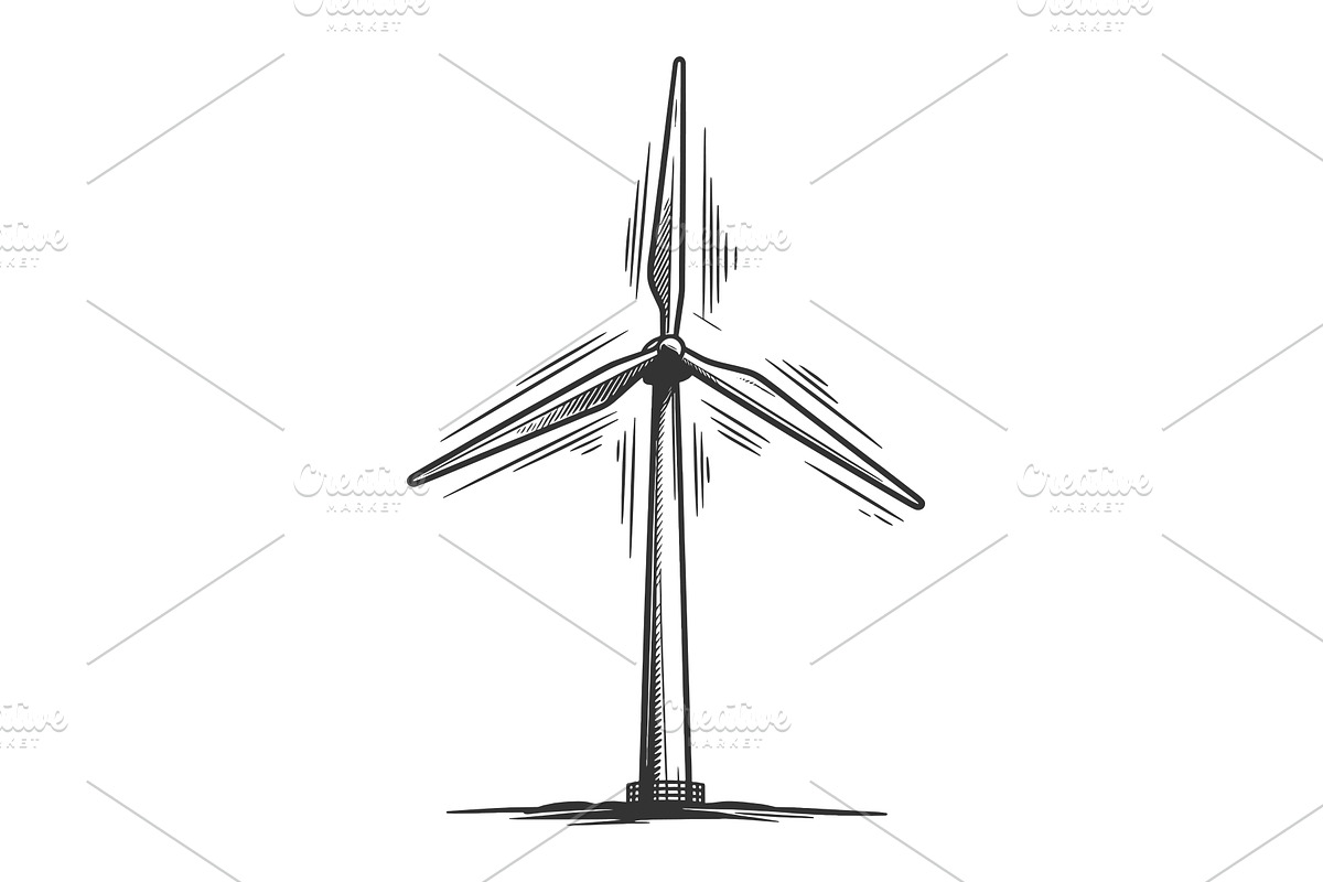 Wind Turbine Renewable Energy, an Illustration by AlexArt