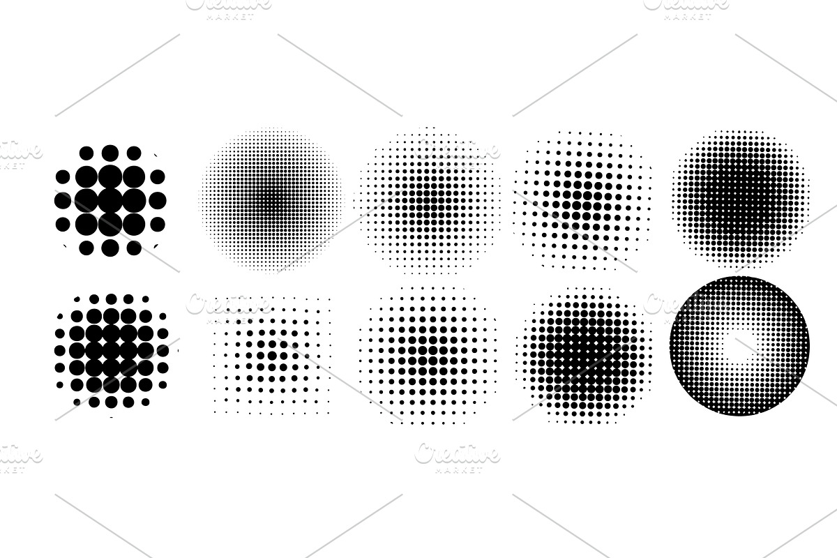 Halftone object set . Not AI, vector, an Illustration by Nenahliadava Design