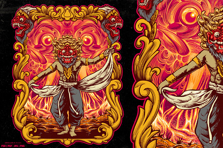 Barong Mask Illustration