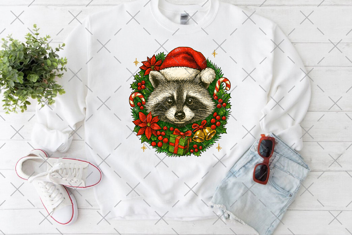 Christmas Raccoon PNG, an Illustration by Craft Nest (Photo 5 of 6)