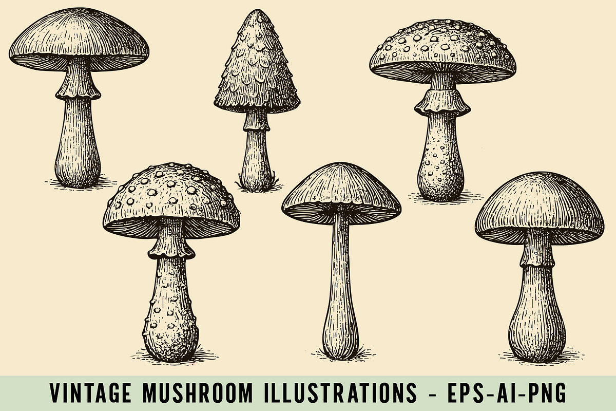 Vintage Mushroom Illustrations, an Illustration by Cool Worker (Photo 1 of 3)