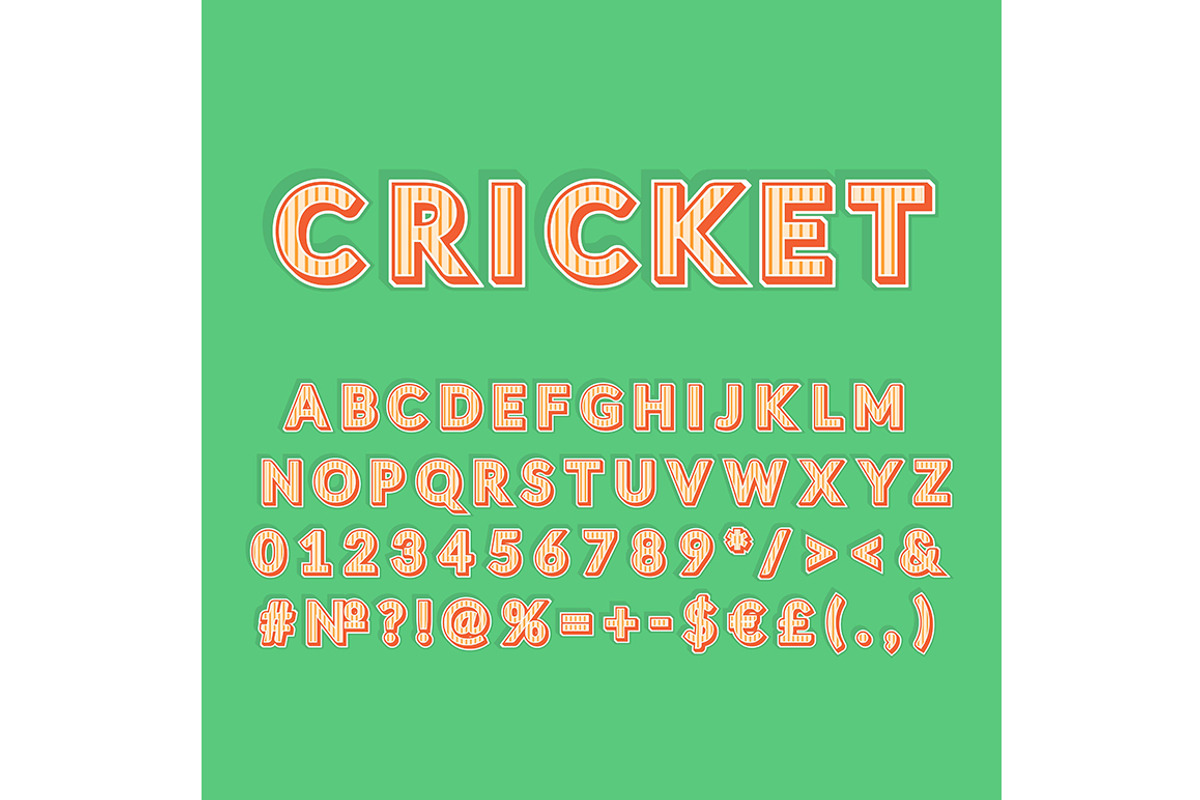 Cricket vintage 3d vector alphabet, a Templates & Theme by IMG Visuals