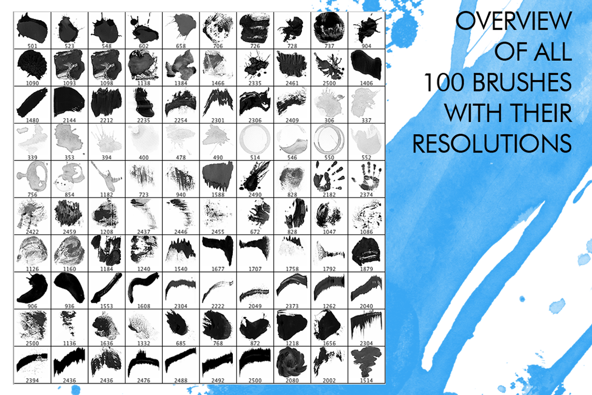 100 Messy Photoshop Brushes, a Brush Add-On by ateliervonau (Photo 6 of 6)