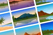 Flat River Background Vectors, a Duotone Icon by Brickclay (Thumbnail 6 of 10)