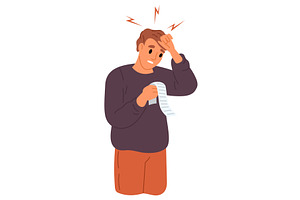 Man shocked by big spending and huge, a Finance Illustration by Vectorbuum