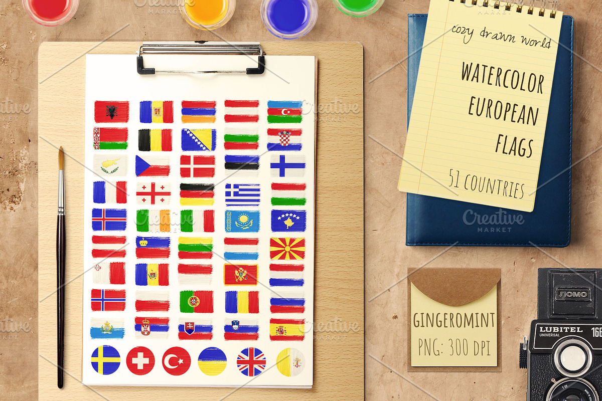 Watercolor European Flags, an Object Graphic by Kitiri Space (Photo 1 of 4)