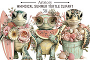 Whimsical Summer Turtle Clipart, an Animal Illustration by designcity5 (Thumbnail 1 of 5)