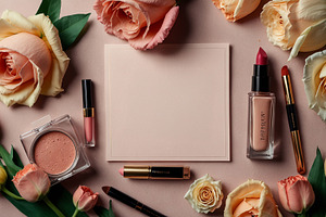 Peach And Cream Roses Surround Makeu, a Beauty & Fashion Photo by Stock Shape