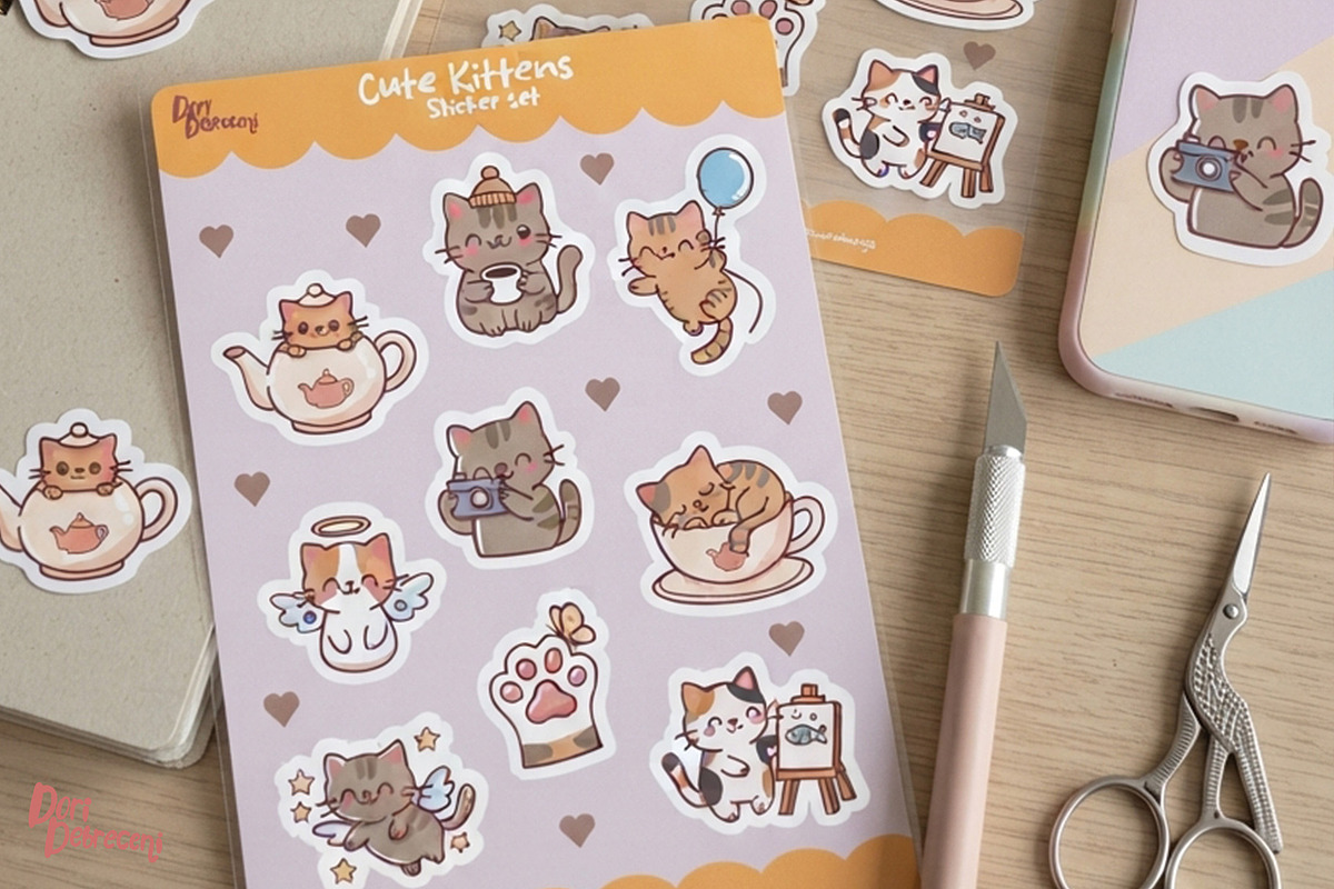 Sweet and playful kawaii kitty crew, an Animal Illustration by Dori Debreceni draws (Photo 3 of 7)