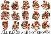 Whimsical Christmas Chicken Clipart, a Seasonal Illustration by Canvas Craft (Thumbnail 3 of 10)