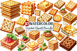 Cracker Watercolor Clipart, an Illustration by Rose Art