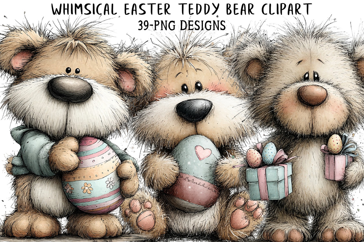 Whimsical Easter Teddy Bear Clipart, an Illustration by Daily.Designs (Photo 1 of 8)
