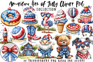 Americana 4th of July Clipart PNG, an Illustration by OK Design