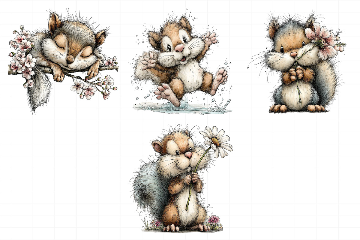 Watercolor Spring Squirrel Clipart, an Illustration by Daily.Designs (Photo 7 of 8)