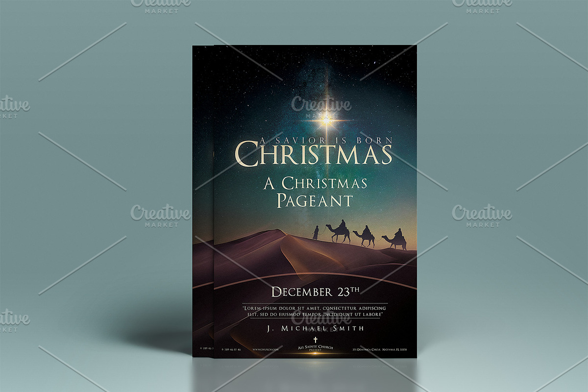 Christmas Church Poster & Flyer, a Flyer Template by CREATIVE DUDE (Photo 1 of 6)