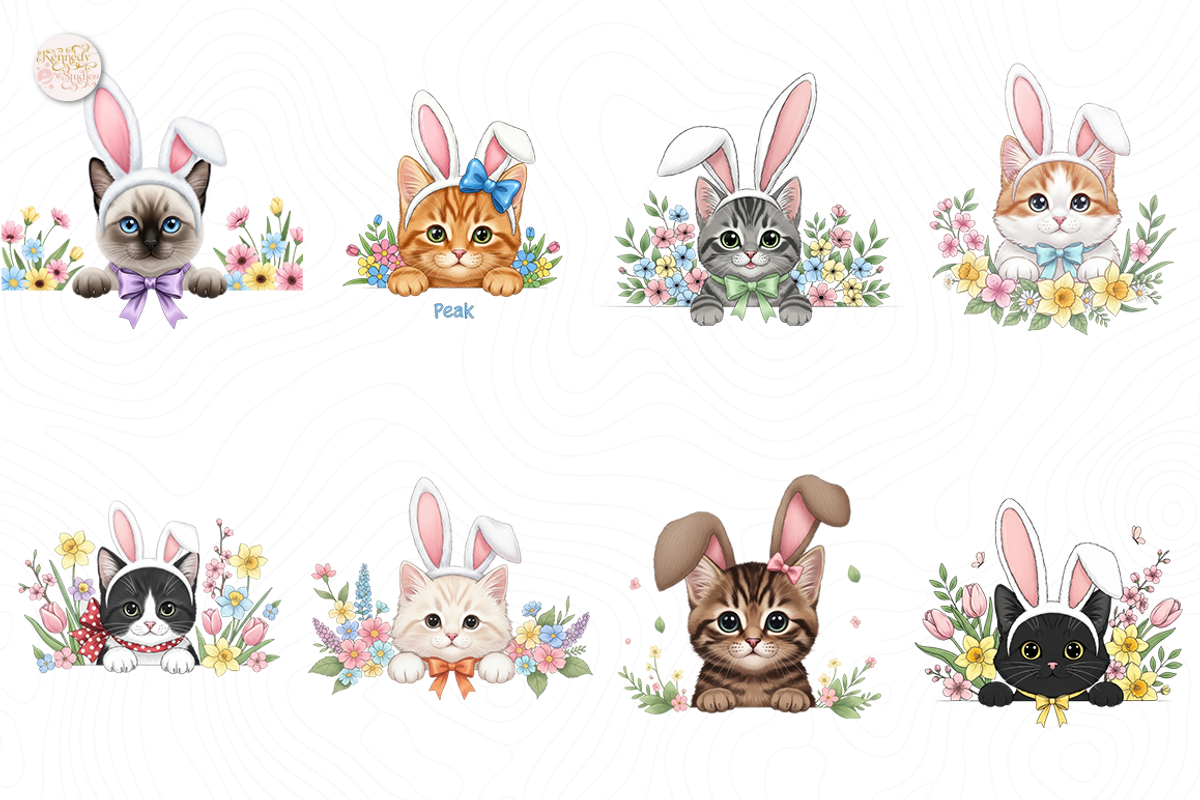 Easter Bunny Cats Peeking PNG., an Animal Illustration by KennedyStudio (Photo 2 of 5)