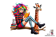 Colorful Hair Girl PNG Bundle, a Graphic by Clipart Studio (Thumbnail 2 of 11)
