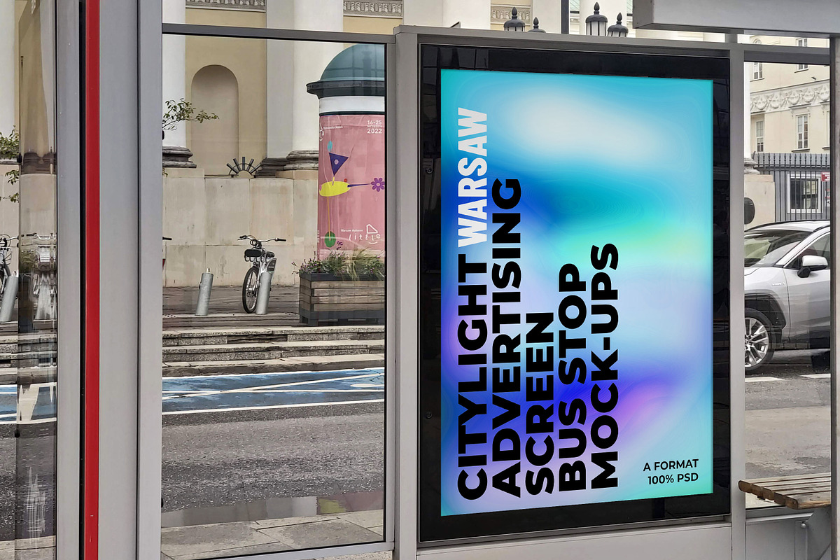 Warsaw Citylight Ad Bus Stop 9, an Advertising Mockup by Graphic Shelter (Photo 7 of 8)