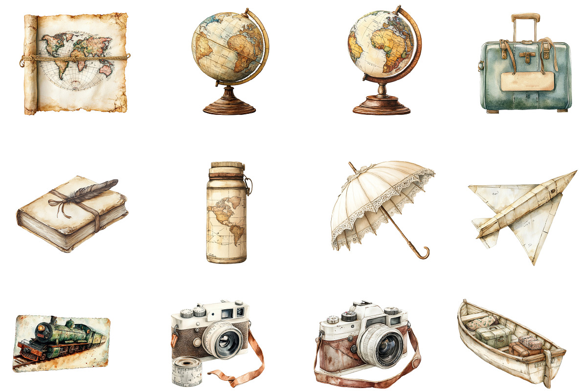 Antique Ivory Travel Clipart, an Illustration by Designworld (Photo 2 of 6)