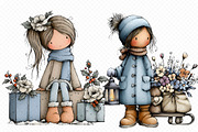 Christmas flowers-and-girls, an Illustration by cherrydesign (Thumbnail 1 of 3)