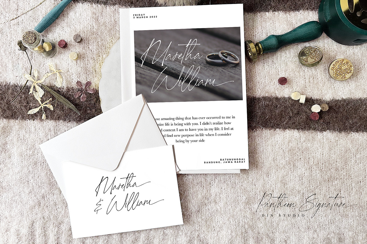 Pantheon Signature, a Script Font by din-studio.com (Photo 3 of 10)