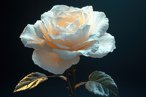 Beautiful white rose with soft glow, a Photo by Tanuart