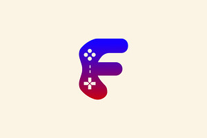 Letter F Game Logo Design Template