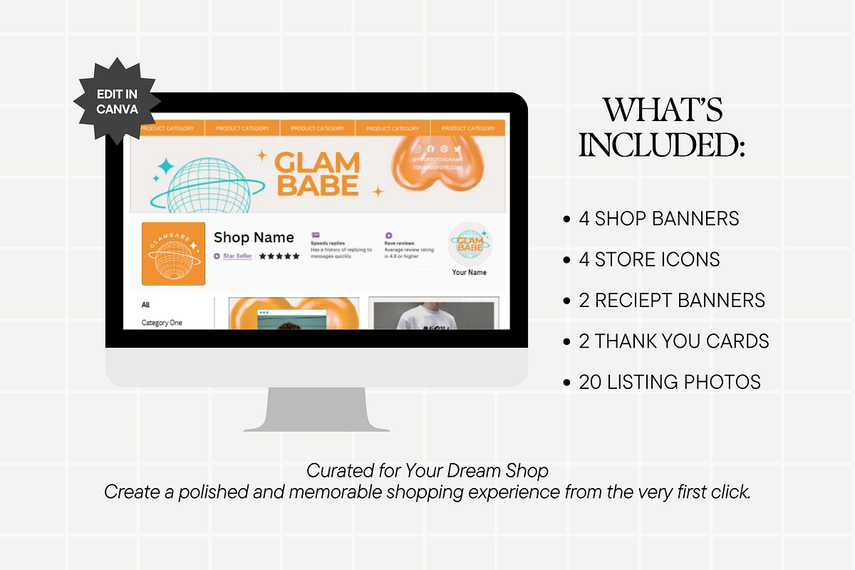 Y2k Etsy Shop Kit Template, a Branding & Logo Template by Anna Design Studio (Photo 2 of 8)