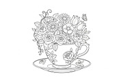 Floral Teacup Line Art Bundle, an Illustration by Gfx_Store (Thumbnail 10 of 51)