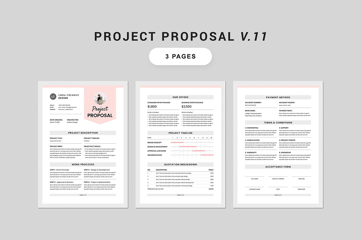Proposal Bundle | MS Word & Indesign, a Stationery Template by Leaflove