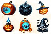Creepy Black & Blue Halloween Pumpki, an Illustration by SVGArt (Thumbnail 8 of 8)